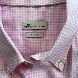Peter Millar Crown Soft Pink Gingham Shirt Size XXL Orange